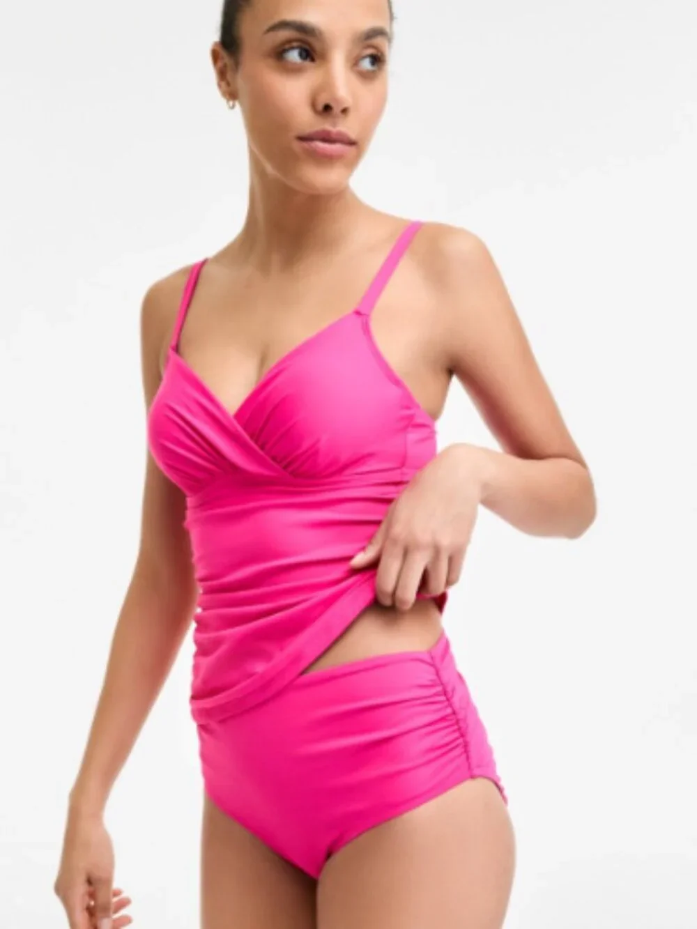 Anne Cole Women's Surplice Underwire Tankini Top Pink Size 34DD/36D 11887